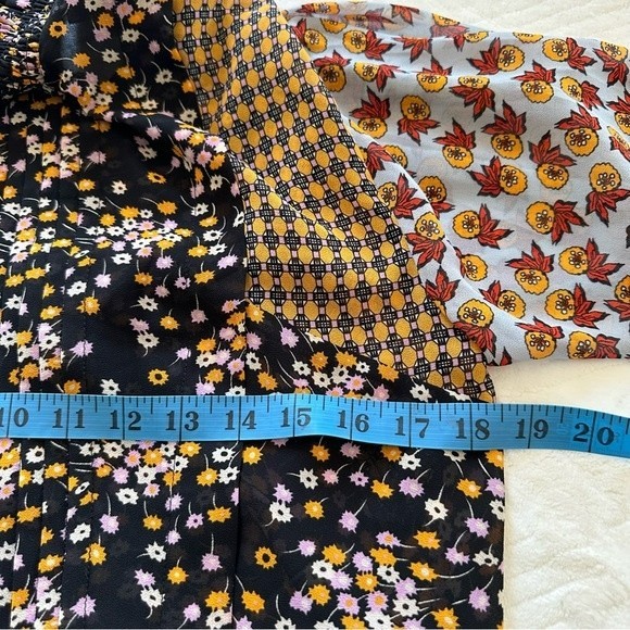 Boho Sfera Sheer Statement Sleeve Multi Colored Floral Blouse Top Size M - Picture 12 of 14